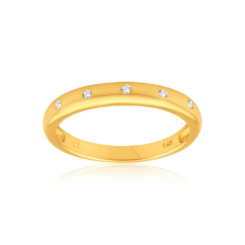 affordable engagement rings for women -9ct Yellow Gold 5 Diamond Ring