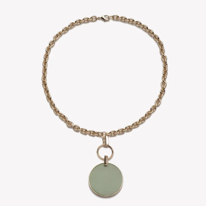 gold-filled necklaces for women -INLAID IOS PENDANT NECKLACE - JADE