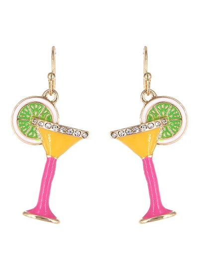 women’s feather earrings -Pink & Yellow Tropical Drink Earrings