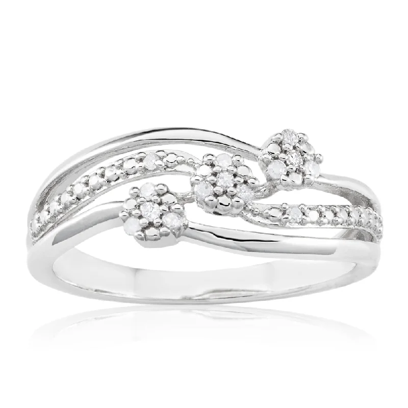 wedding and engagement ring sets -Sterling Silver 14 Diamond Ring