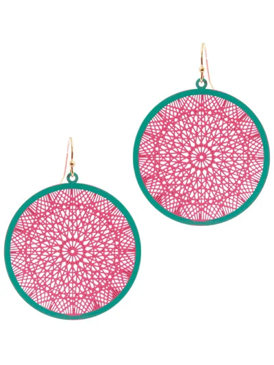 women’s hoop earrings with gemstones -Blue & Pink Circle Earrings