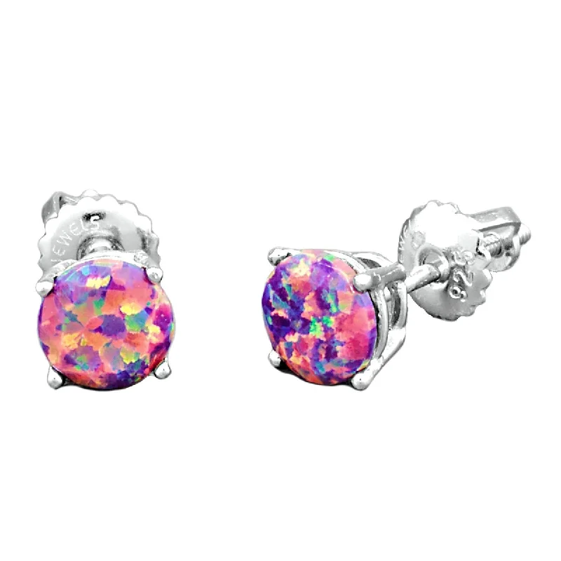 women’s flower earrings -Elizabeth: 6mm Diamond Cut Faceted Lavender Opal Screw Back Earrings