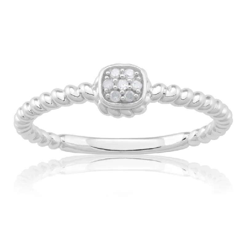 women’s bespoke engagement rings -Sterling Silver 0.03 Carat Diamond Ring with 7 Brilliant Cut Diamonds