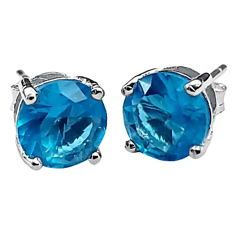 women’s hoop earrings with diamonds -1000 Jewels Brilliant Cut Simulated Blue Zircon Ice CZ Silver Stud Earrings