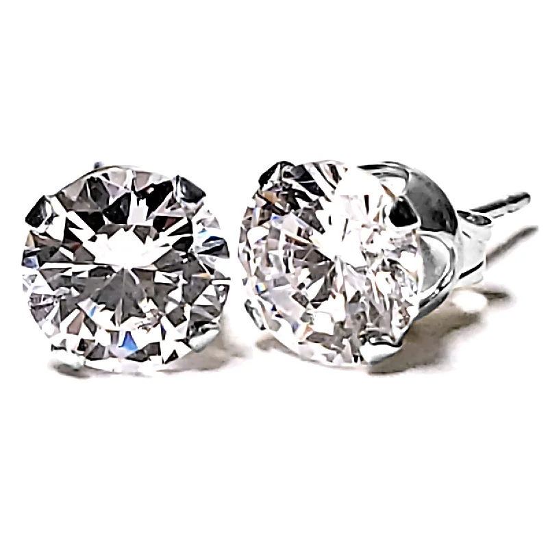 custom earrings for women -1000 Jewels Brilliant Cut Ice on Fire CZ Sterling Silver Stud Earrings