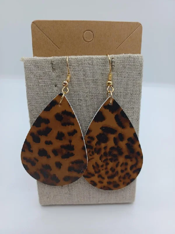 women’s chandelier drop earrings -Dark Brown Leopard Earrings