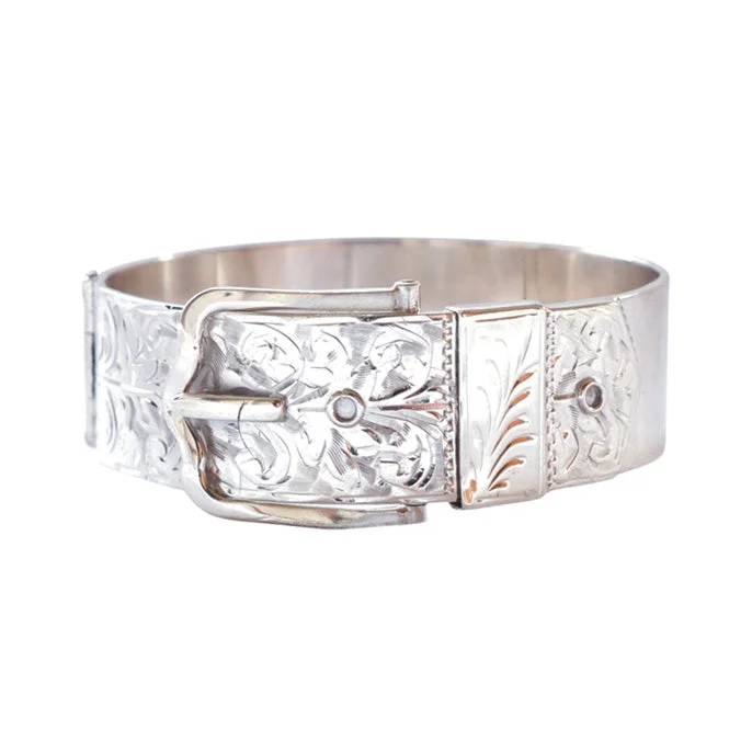 bracelet sets for women -Silver Buckle Bangle