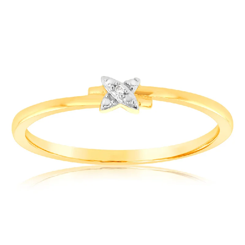 women’s alternative stone engagement rings -9ct Yellow Gold With 2 Brilliant Cut Diamond Ring