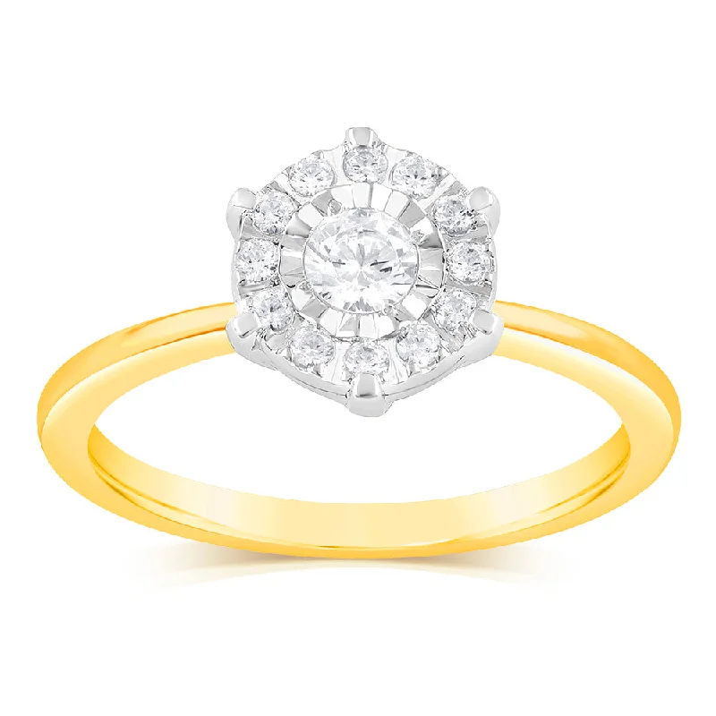 women’s wedding engagement rings -Luminesce Lab Grown 9ct Yellow Gold "2.25 Carat Look" 1/2 Carat Diamond Ring