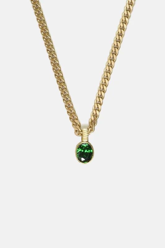 fashion necklaces for women -Green Zircon Pendant Necklace Chain