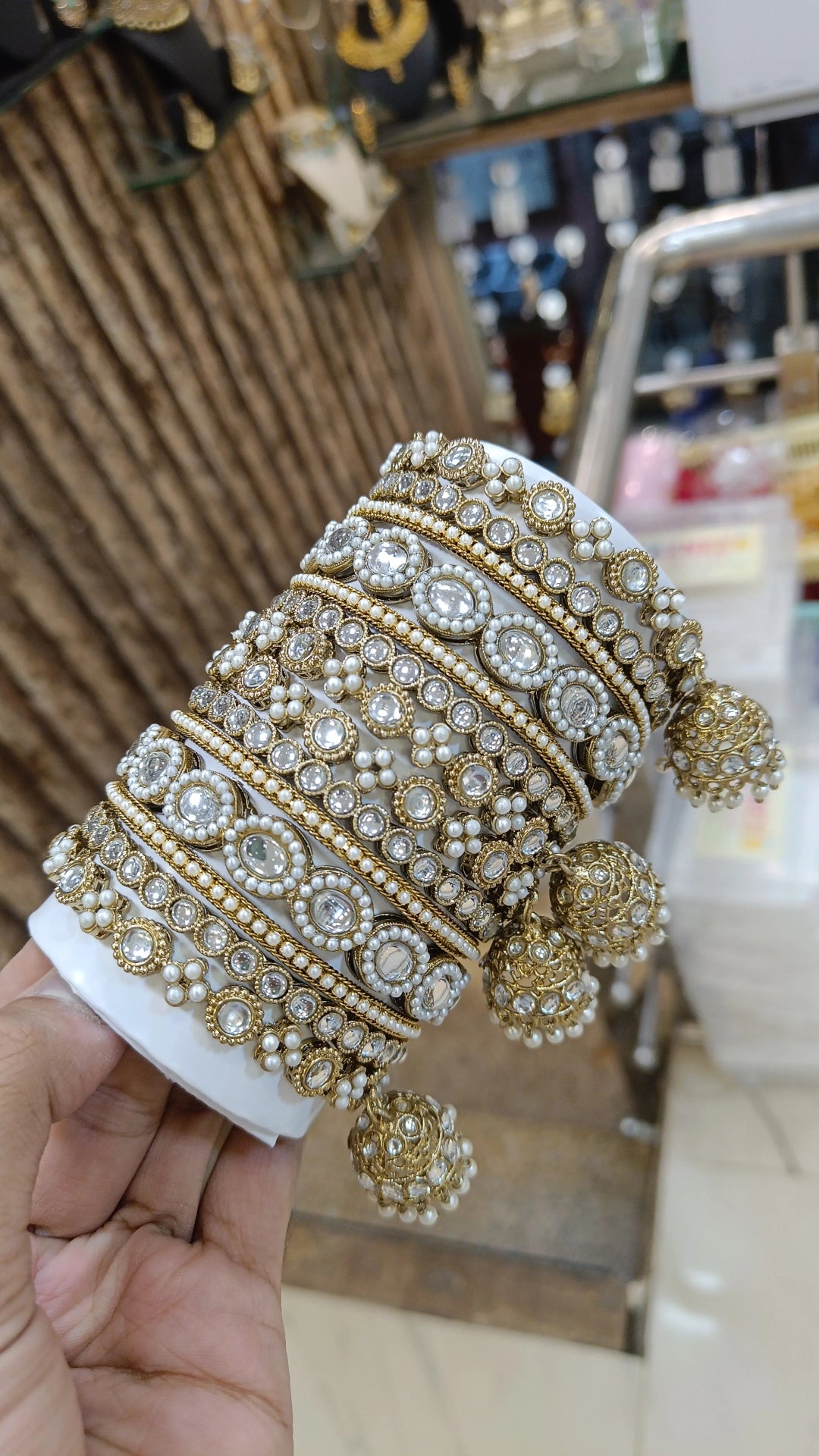 bridal bangles for women -Crystal Perfection Pakistani Bangles Jhumka Set Jewellery Collection