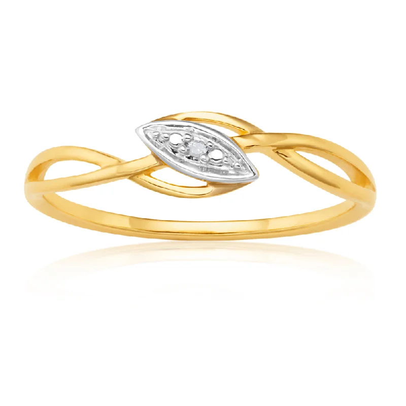 women’s antique-inspired engagement rings -9ct Yellow Gold Diamond Ring with 1 Brilliant Cut Diamond