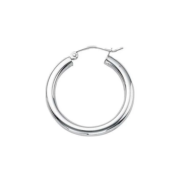 women’s simple stud earrings -25mm x 3mm Hoop Earrings 14K White Gold