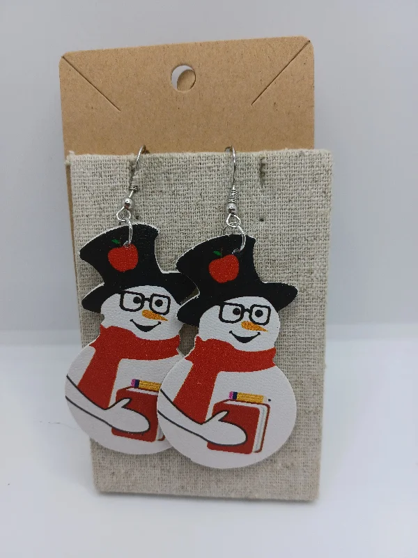 women’s statement earrings with gemstones -Snowman Teacher Earrings