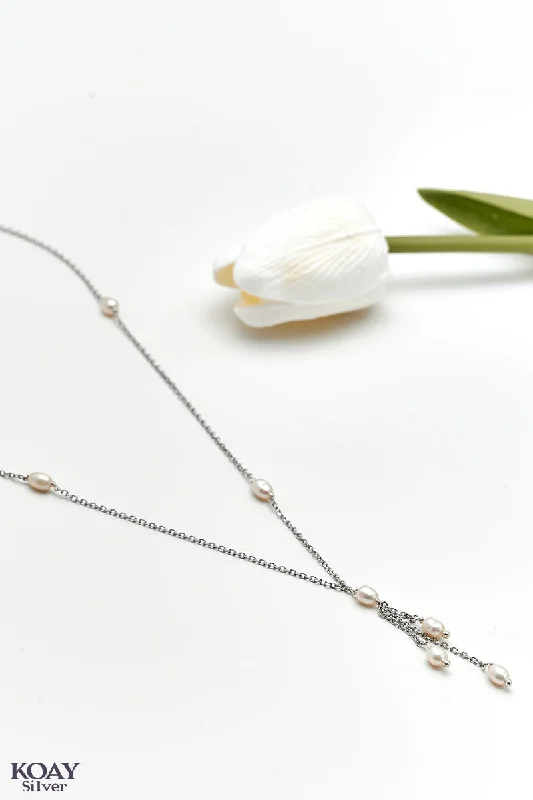 bridal necklaces for women -Oval Pearl Italian Necklace