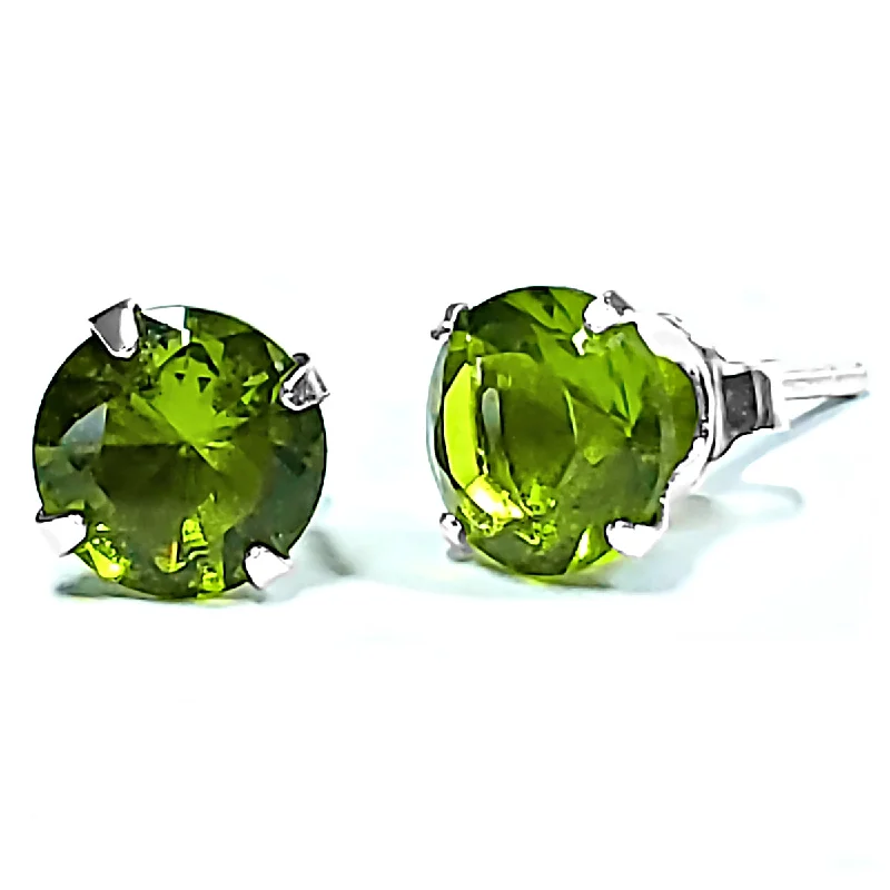 women’s gemstone hoop earrings -1000 Jewels Brilliant Cut Simulated Peridot Ice CZ Sterling Silver Stud Earrings