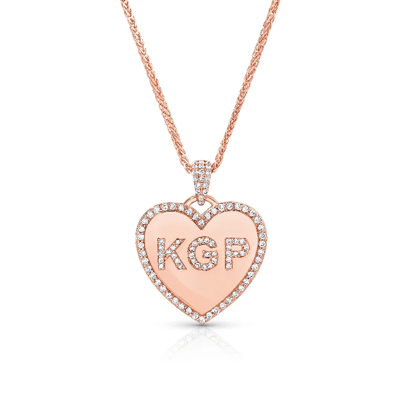 women’s short necklaces -Monogram Heart Necklace