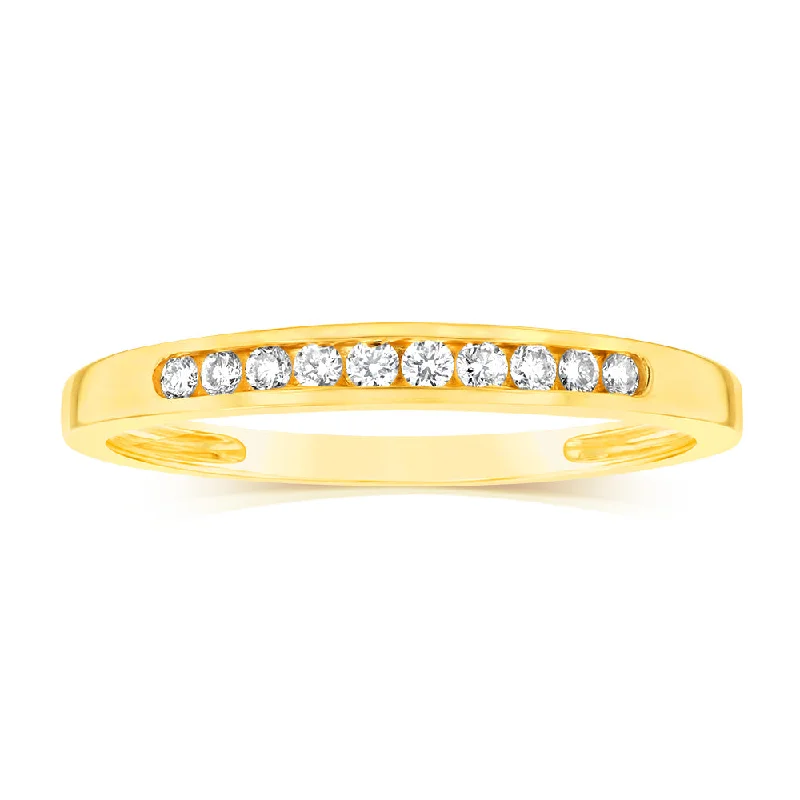 unique engagement rings for women -9ct Yellow Gold Diamond Eternity Ring with 10 Diamonds