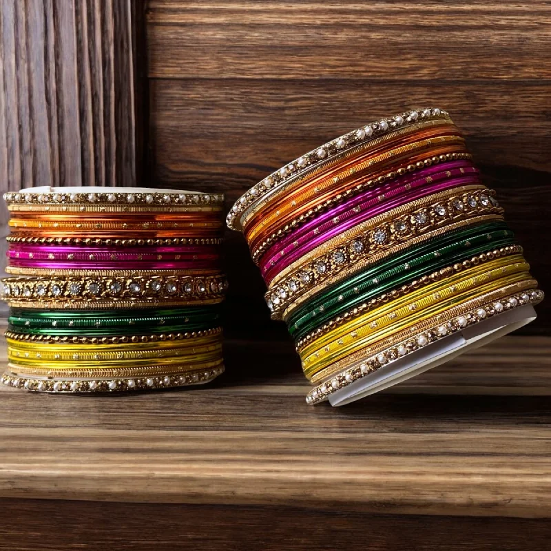 bohemian bangles for women -Multicolor Spring Bangles Indian Jewelry Set, Indian Bangles, Indian Jewelry, Bridal Bangles Set, Chooda Set