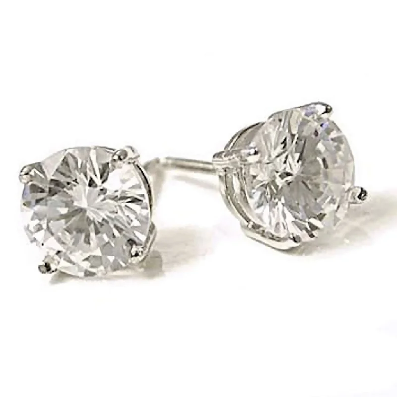 women’s bar earrings -Clark: Mens 8mm Russian Ice Diamond CZ 4.0 carat Screw Back Earrings