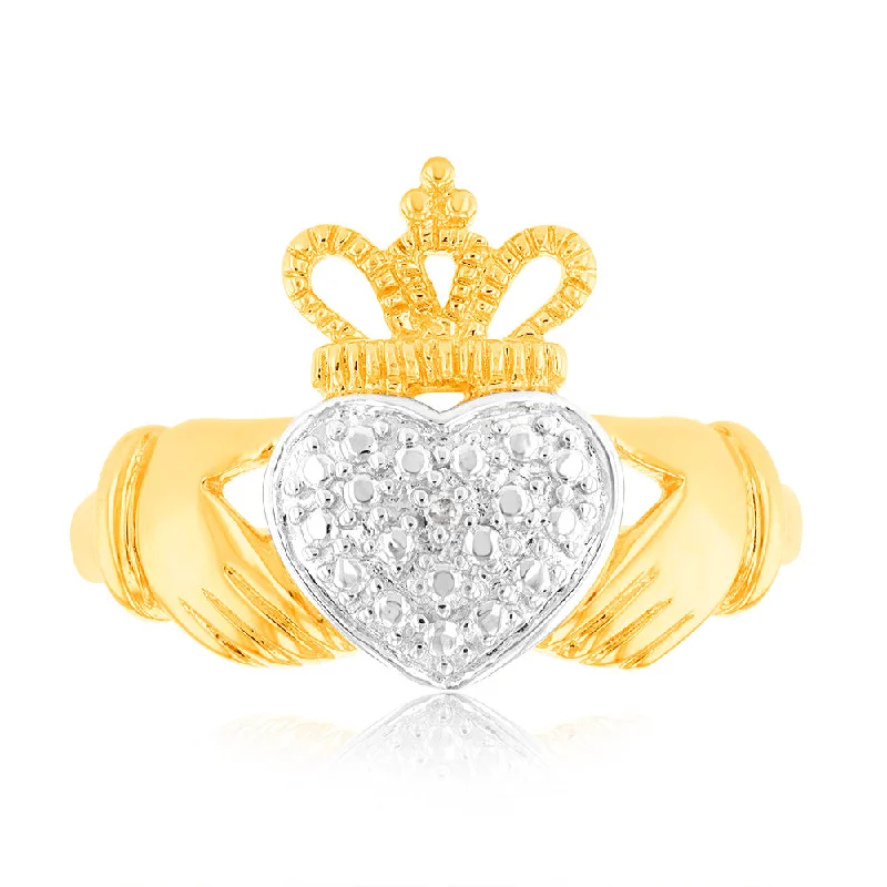 women’s antique-inspired engagement rings -9ct Yellow Gold King Heart Shaped Diamond Ring