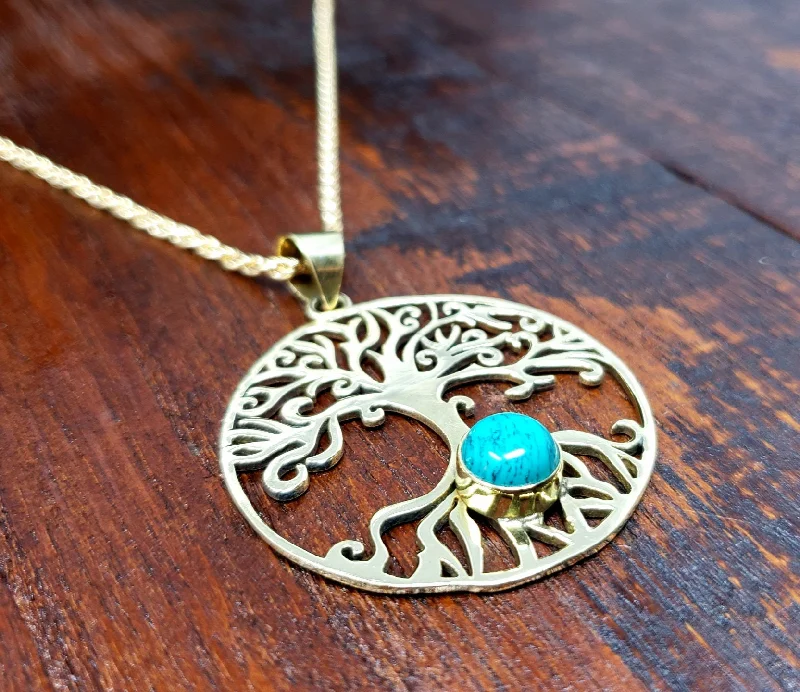 women’s fashion necklaces -Turquoise Tree of life  Necklace