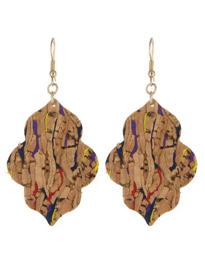 women’s crystal drop earrings -Cork Earrings w/ Red, Blue, & Yellow Accents