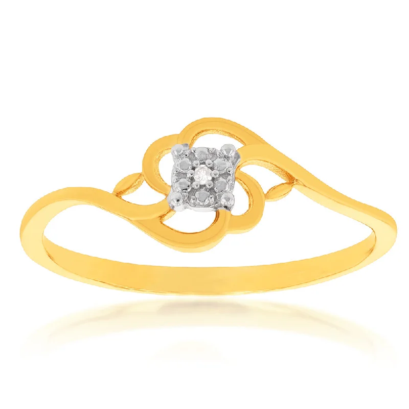 women’s wedding and engagement rings sets -9ct Yellow Gold Diamond Ring