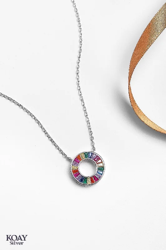 pearl necklaces for women -Circle Rainbow Necklace