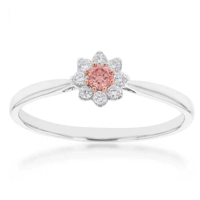 vintage diamond engagement rings -Luminesce Lab Grown 9ct White Gold 1/4 Carat Pink & White Diamond Ring