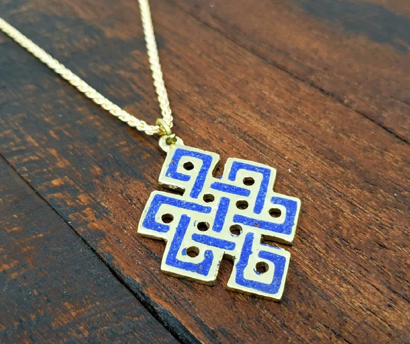 fine silver necklaces for women -Lapis Endless Knot Necklace