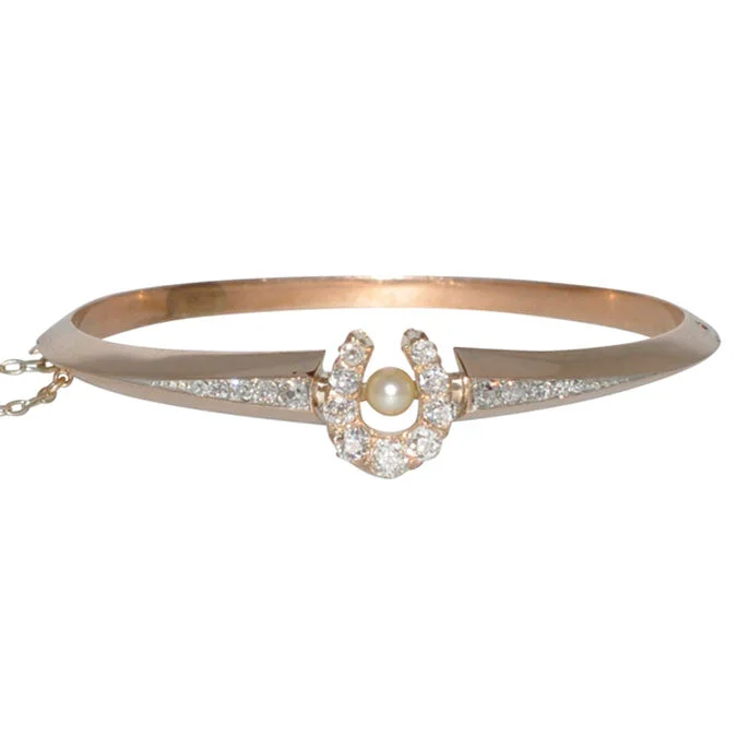 women’s party bangles -Diamond Horse Shoe Bangle