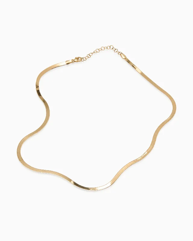 women’s pendant necklaces -Flat Snake Chain Necklace | Yellow Gold