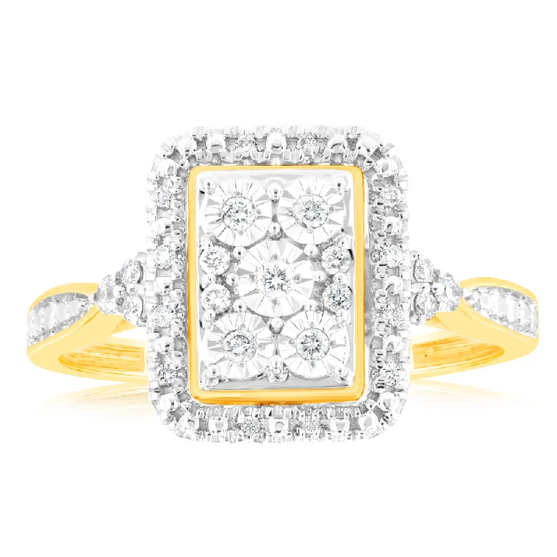 women’s customized engagement rings -9ct Yellow Gold 1/6 Carat Diamond Ring