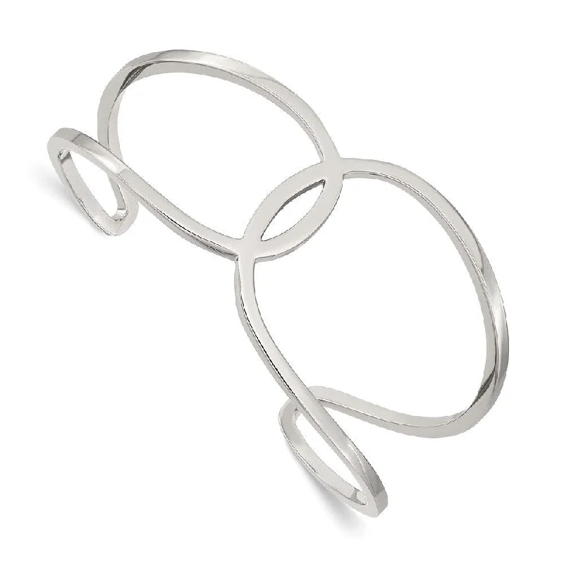 luxury bangles for women -Stainless Steel Polished Cuff Bangle