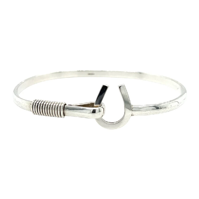 women’s silver bangles -Silver Horse Shoe Bangle