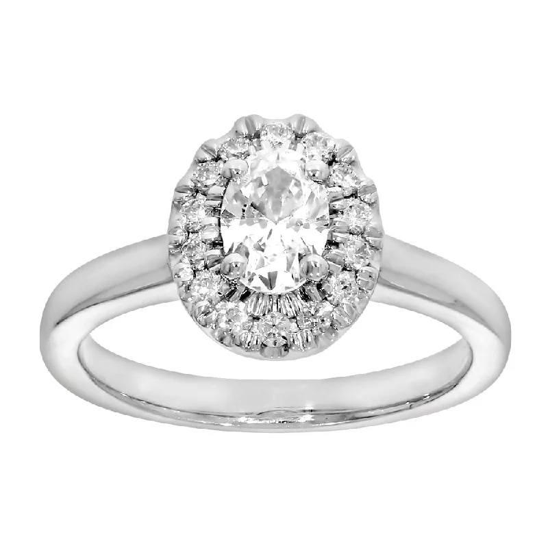 modern engagement rings for women -9ct White Gold 1 Carat Diamond Ring with Oval Centre Diamond