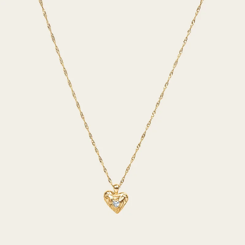 dainty necklaces for women -Textured Heart Pendant Necklace