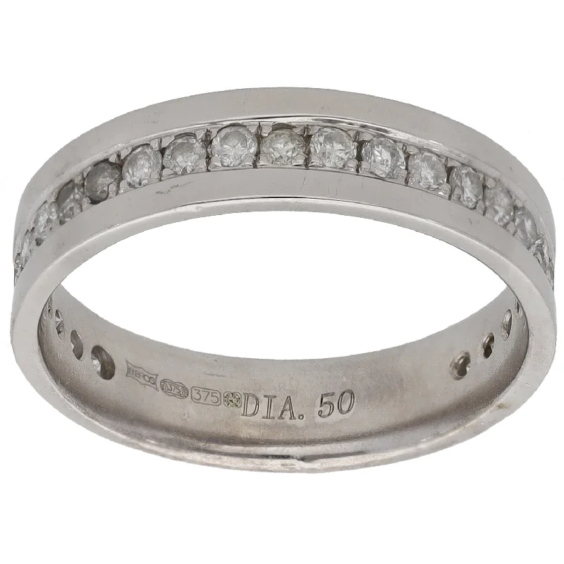 women’s simple engagement rings -9ct White Gold 0.50ct Diamond Eternity Ring Size M