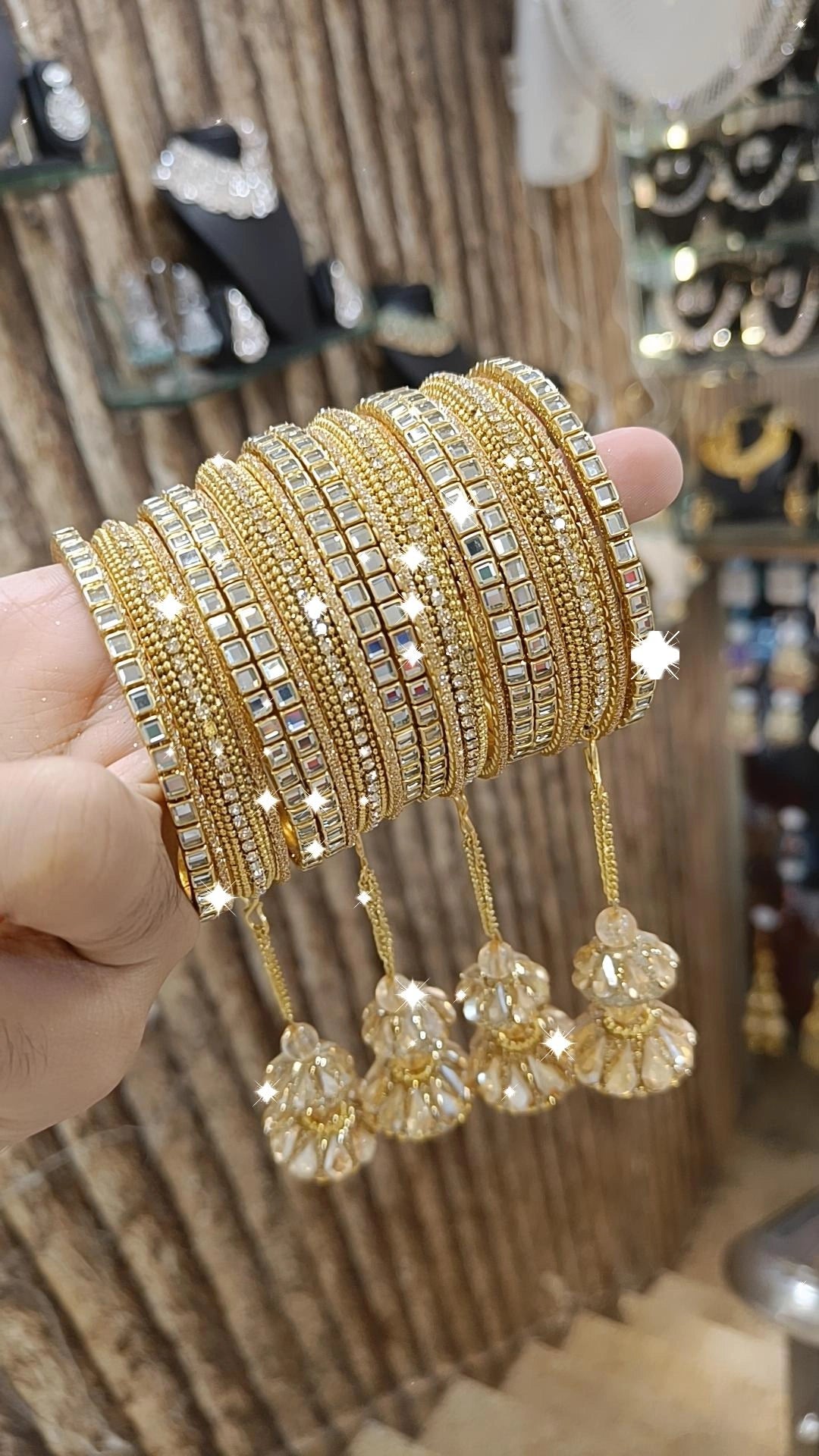 sophisticated bracelets for women -Pakistani Gold-Plated Bangles Pearl Jhumka Set Bridal Bangle