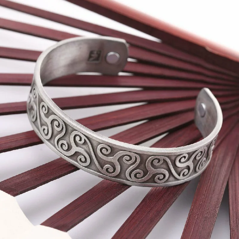 luxury silver bangles for women -Celtic Triskele Magnetic Bangle Cuff