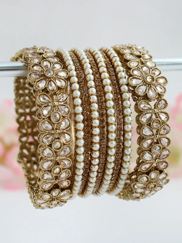 boho-style bracelets for women -Kundan Floral Festive Chooda Bangles Set, Indian Bangles Jewellery Set, Celebrity Jewelry, Rajsthani Jewelry Set, Kundan Jewellery Set, Kundan Bangles Set