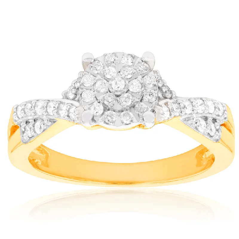 platinum engagement rings for women -9ct Yellow Gold 1/3 Carat Diamond Ring