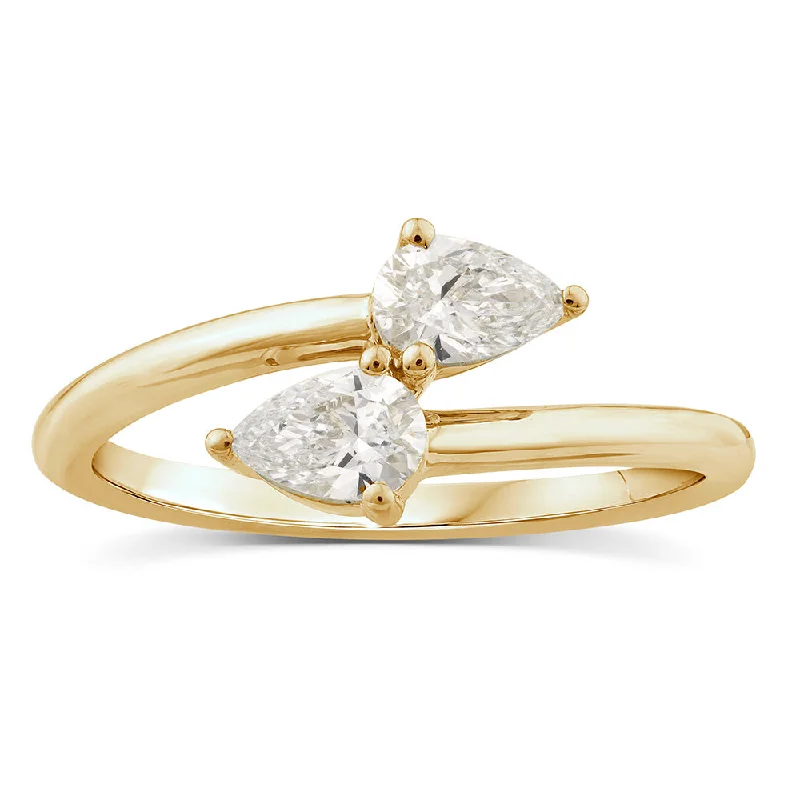 women’s solitaire diamond engagement rings -Luminesce Lab Grown 10ct Yellow Gold Pear Cut 1/2 Carat Diamond Ring