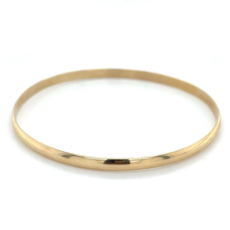 wedding bangles for women -Tadgh Óg 9ct Yellow Gold 4mm D-Shape Bangle