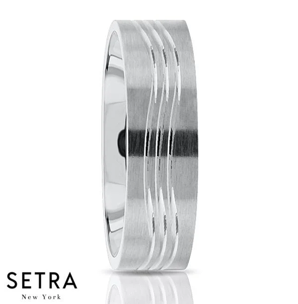 silver eternity rings for women -Fancy Shank Designer For Him & Hers Solid Wedding Band 14K Gold