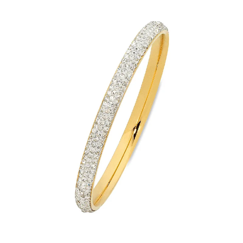 women’s chunky bracelets -Yellow Stainless Steel Pave Crystal Bangle 70mm