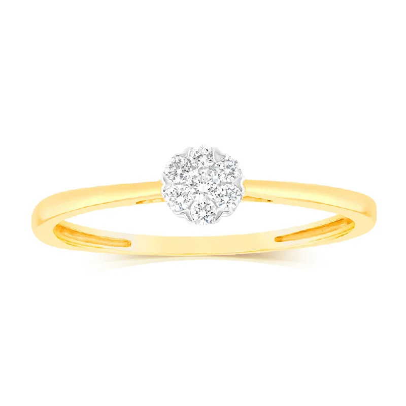 women’s engagement rings with pearls -Luminesce Lab Grown 9ct Yellow Gold 1/10 Carat Solitaire Fancy Diamond Ring