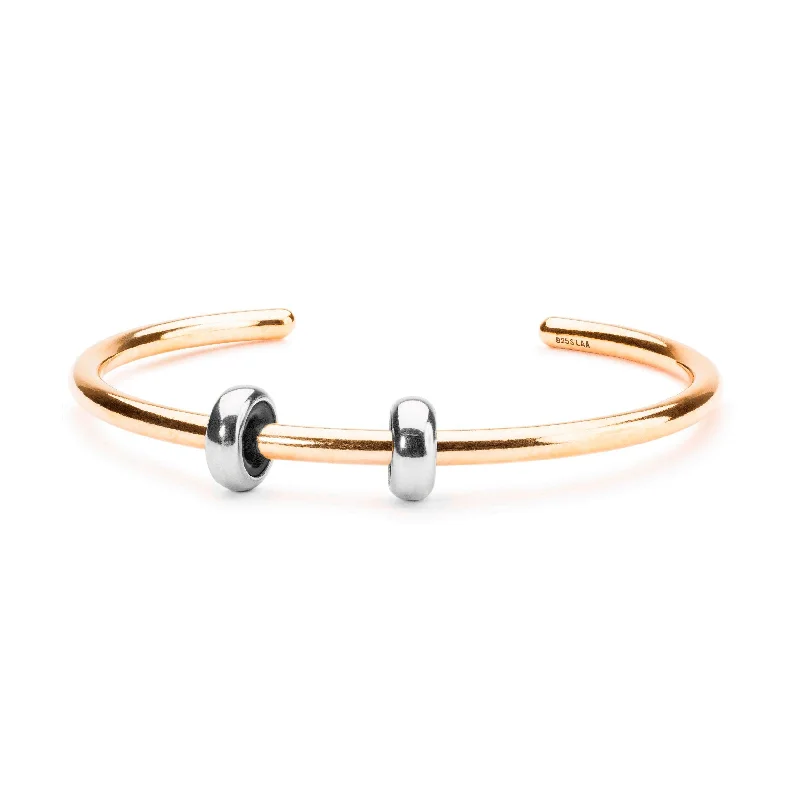 chic bracelets for women -Gold Plated Bangle with 2 x Silver Spacers