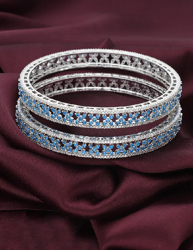 women’s cuff bangles -Designer Zircon Rhodhium Plated Bangles ZBGL10955